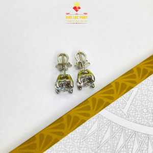 Khuyên tai nam nữ bạc xi bạch kim đính kim cương moissanite Mỹ 58 giác màu trắng từ 4mm-8.1mm kiểm định GRA Bông tai kim cương nhân tạo moissanite bạc mạ vàng trắng Hoa tai bạc thật xi kim đẹp - KIM LỘC PHÁT B4CVMT58