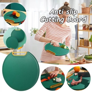 HDPE Chopping Board Cutting Board Kitchen Non-Slip Round Double-Sided With Easy Grip Handle