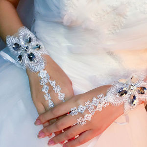 Summer New Wedding Dress Fingerless Wedding Gloves Korean Wedding Bride White Lace Short Fingerless Gloves
