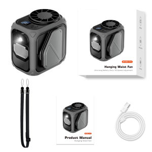 JAMAY USB Rechargeable Waist Fan 8000mAh 40H Long Battery 5 Speed Sweat-Proof Portable Kipas for Outdoor Worker F15