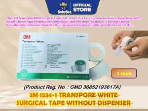 (1 PIECE) 1534-1 Transpore White Surgical Tape 1 inch x 10 yard (25cm x 91m)