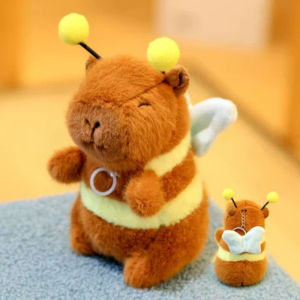BERMA BABY Cute Cartoon Capybara Pendant Capibara Keychain Plush Bee Doll Bag Hanging Ornaments for Girls Gift