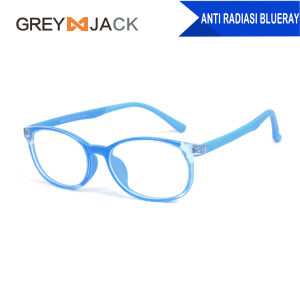 Grey Jack/Kacamata Anak Remaja Antiradiasi Blueray Komputer HP TV TR90 Bahan Lentur Fashion Anak Kekinian 8923