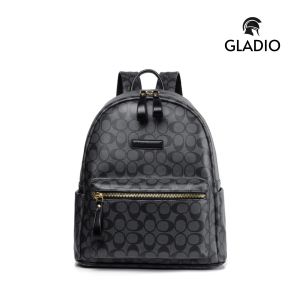 GLADIO Tas Ransel Pria Stevo Hitam Mewah Kulit Premium Laptop Kekinian Backpack Motif Keren GLD004B5