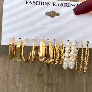 Anting Logam Berpilin Set 24 potong Anting Sederhana Berbentuk C untuk Wanita Anting Mewah 🔥Lovelylife