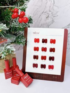 [SẢN PHẨM MỚI] Sơn gel Milan chính hãng tone đỏ 12 màu chất gel đậm đặc lên chuẩn màu tặng kèm bảng màu (chai 15ml)