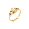 Viviann Original 18K Gold Plated Hollow Texture Pearl Rings For Women Gold Ring Rings Finger Chunky Wedding statement Jewelry Shell Pearl Zircon Ring Gift. 