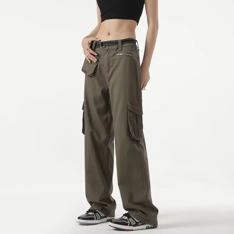 Cargo Jeans for Women High Waist Multi-Pockets Wide Leg Casual