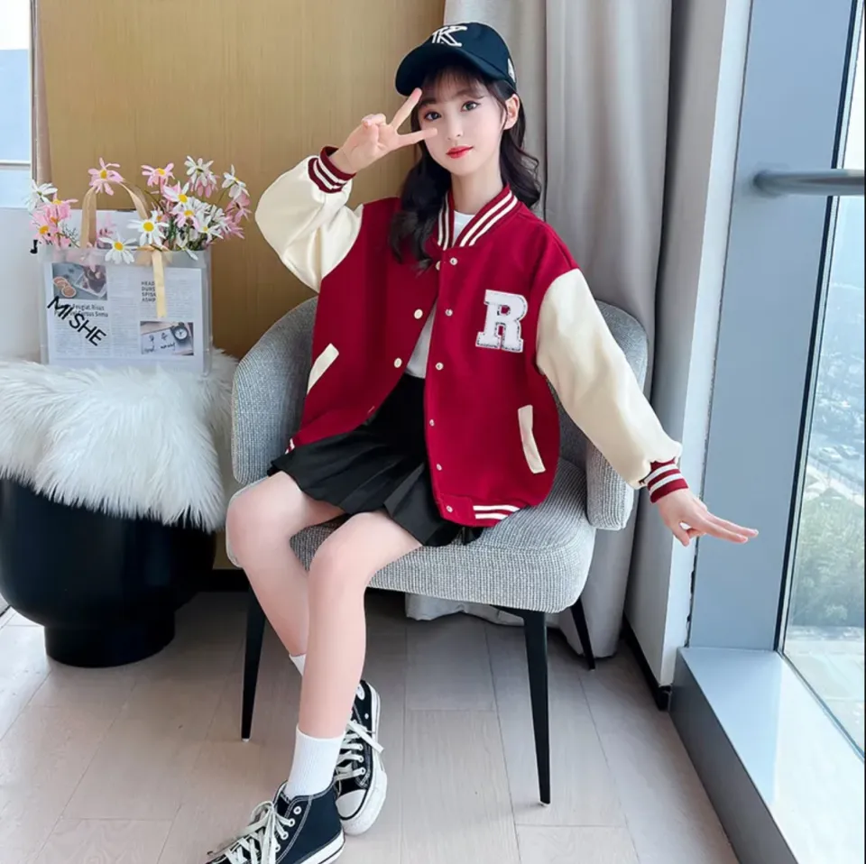 Baseball uniforms for Girls Spring and Autumn Korean style Jacket Kids Fashion Jackets Girls Baseball Tops