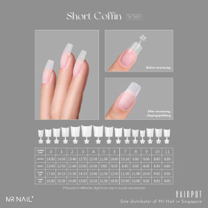 [Vainpot-SG] MR NAIL Soft Gel Half Tips for Nail Extension / Pre Etched/ Buffed - 12 Sizes/ 360pcs