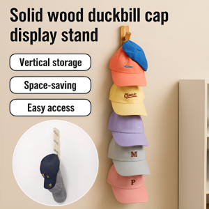 Hat Organizer God New Entrance Wall Hooks Creative Coat Hat Duck Tongue Hat Display Rack Wall Mounted墙上实木鸭舌帽展示架
