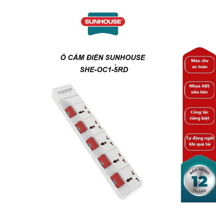 Ổ cắm điện đa năng SUNHOUSE- SHE-OC1-5RD