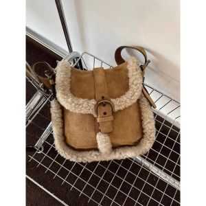 Imitation Lamb Wool Bag for Women Korean Retro Style Crossbody Bag New Trend PU Velvet Single Shoulder Bag  #1472