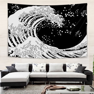 Ukiyo-e style background fabric wall tapestry for bedroom decoration background wall and headboard hanging cloth
