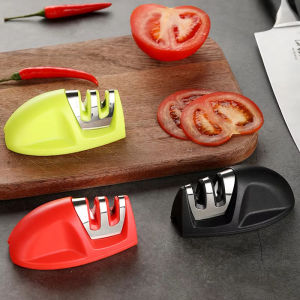 Mini Knife Sharpener 2 Stages Sharpeners With Non-slip Rubber Base Knife Sharpening Kitchen Gadget