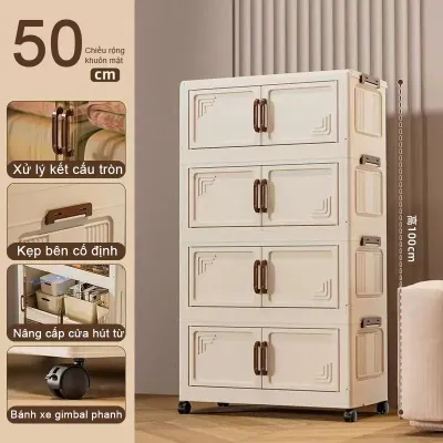 40-80cmTủ Nhựa Đựng 2/3/4/5/6 tầngTủ nhựa đựng đồ gấp gọn rộng chất liệu pp cao cấp không mùiBánh Xe Xoay 360°