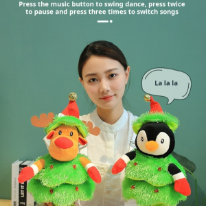 Christmas tree animated plush toy deer singing and dancing luminous penguin plush toy Christmas set