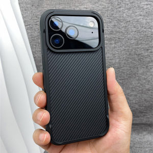 Carbon Fibre Texture for MagSafe Phone Case for iPhone 17 17Pro Max 16 Pro 15 Magne Wireless Charging Shockproof Armor Cover