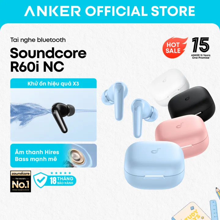 [New Arrive] Tai nghe bluetooth ANC Soundcore R60i NC by Anker | Hires Audio | Chống ồn đến 52dB | Pin 50h | Phiên dịch AI, Model: D1202 | BigBuy360 - bigbuy360.vn