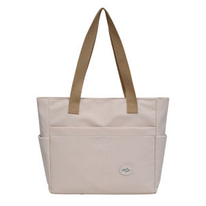 Japan Canvas Multi Pocket Tote Casual Shoulder Bag Gentle Womens Handbags Student Tote Bag with Zipper 单肩包