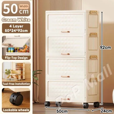 Cabinet Drawer Flip Top Storage Cabinet Plastic Wardrobe For Baby Toy Clothes Home Organizer