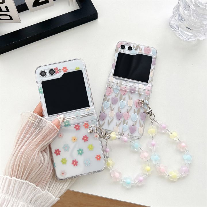 Clear Cute Flip with Chain Casing for Samsung Galaxy Z Flip Thin