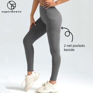 SUPERFLOWER Womens Yoga Pants with Pockets Plus Size Sports Leggings Gym Tummy Control Jogging Slim Fitness Cycling Pants