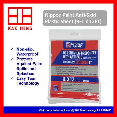 Nippon Paint Premium Dropsheet Plastic Sheet Renovation Cover Anti Skid (9ft by 12ft)