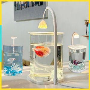 Landscape Fish Tank LED Light with Lid Mini Desktop Fish Tank Nightlight Tank Ikan Mini 迷你鱼缸