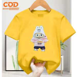 Kaos atasan anak Laki-Laki dan Perempuan usia 1-12 tahun bergambar Labubu Moschino lengan pendek