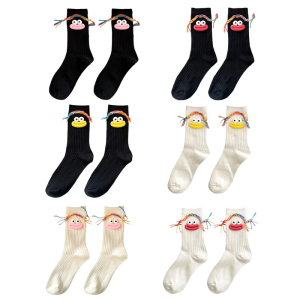 Womens Cute Quirky 3D Braids Ugly Dolls Crew Socks Novelty Funny Middle Tube Cotton Socks for Casual and Cosplay Party