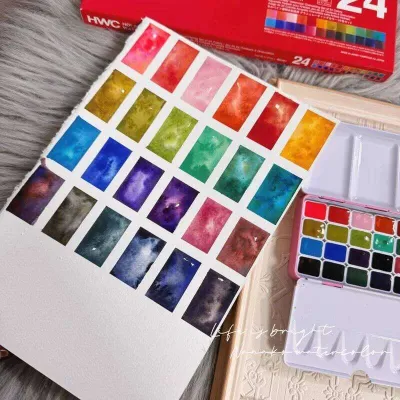 Watercolor Paint Holbein New Artist Layered Color Solid Watercolor 24 Colors 1Ml 0.5Ml 2Ml Beginner Painting Paint Art Supplies