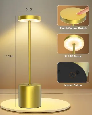 Modern LED Dimmable Table Lamp with USB Rechargeable Battery 3-Color Stepless Dimming Touch Control Portable Design for Home and Outdoor Use