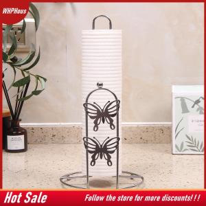 【COD】🔥🔥🔥 Iron Tissue Paper Towel Holder Stand Modern Minimalist Countertop Dispenser For Kitchen Dining Table Elegant Black Silver Finish