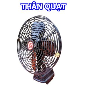 Quạt dùng pin lồng sắt 4 cánh tích điện chân pin phổ thông chạy liên tục 8 đến 12 tiếng