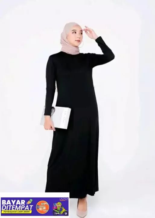 chinese dress ladies Inner Dress Lengan Panjang Black  Lozy