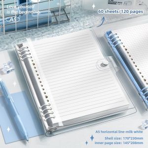 Spiral Journal Smart Ring Binders with 60 Lined Pages Soft PVC Cover School Office Supplies for Work Students School Writing