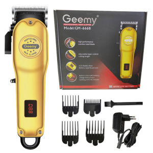 Original Geemy Cordless Professional Hair Trimmer 5W Digital Display Electric Beard & Hair Clipper Rechargeable Runtime 180 Min Hair Cutting Machine-GM6668