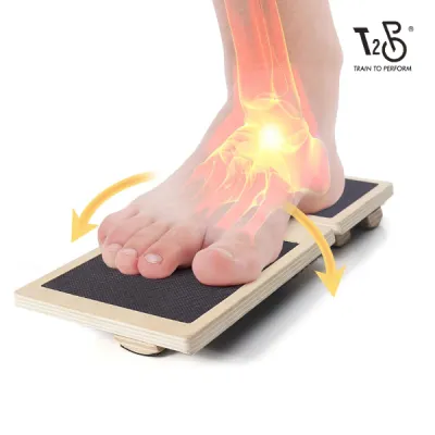 T2P Adjustable Foot Balance Board | Wooden Wobble Board for Ankle Strength & Core Stability
