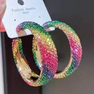 ELITEDEALSHUB Exaggerate Shiny Rhinestones Big Hoop Earrings Unique Geometric Round Crystal Earrings Trendy Jewelry Accessories Jewelry Gifts For Women Girls