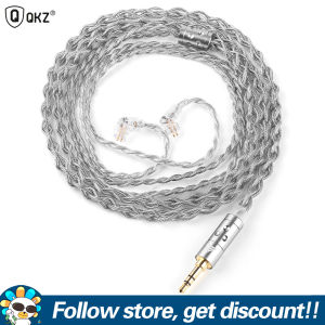 QKZ T7 Earphone Replacement Lines Four-strand Copper-silver Twisted Braid Wires 3.5mm Plug 2PIN S/QDC Connector For QKZ ZX3 ZXK AK6 Zeus QKZ x HBB WANER SG TRN Azure Dragon Conch ORCA KZ Castor Krila Vader ZS10 PRO X 336 Cores Silver-plated Upgrade Cable