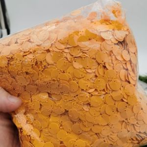 SEQUIN RAMBOCI PAYET MOTIF DOLLAR TEKUK WARNA KUNING MANGGA PER 10 GRAM