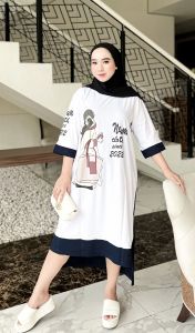 Kaniya mk04 - Combinasi DTF Long Tunik Bahan Combed 20s Adem Dingin Lembut motif Warna Terbaru 2022 Kekinian Viral Dress Baju Long Tunik Wanita Trendy Style Korea Gamis Dewasa Import Murah Meriah Promo Pusat Grosir Fashion Muslim Gratis Ongkir BISA COD