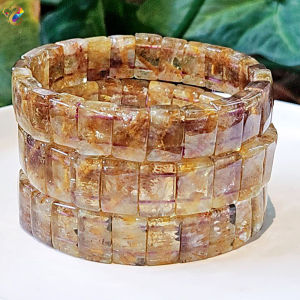 Collection Grade Gold Auralite 23 Cacoxenite Shou Pai Bracelet