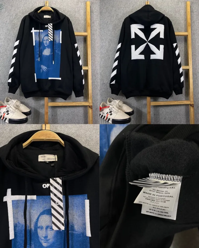 Jaket Hoodie Off White Monalisa Square Blue Hitam Premium Mirror - Main Image
