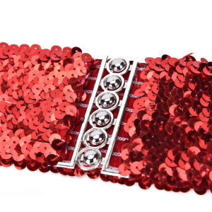 [fenggongshuode] Bling Womens Sequins Elastic Stretch Wide Waist Belt Waistband Casual