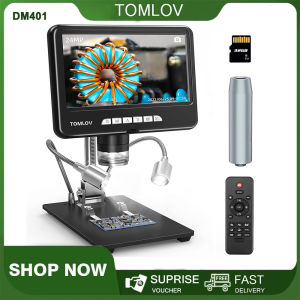 TOMLOV DM401 2K Digital Microscope 1200X DM401 Pro 7 Inch 24MP HDMI LCD Coin Microscope with Screen Extension Tube Included for Entire Coin View Soldering Microscope with LED Lights PC/TV Compatible 32GB