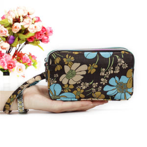 LZD Coin Purse Womens Long Fabric Clutch Three-Layer Zipper Womens Wallet Large Capacity Mobile Phone Bag