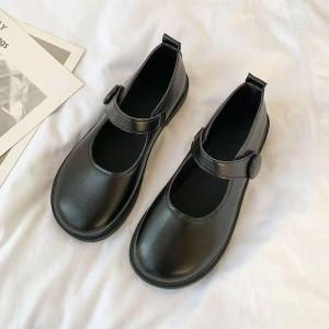 British Round Toe Mary Jane Shoes for Women Round Toe French Style Thick Heels Shoes Student JK