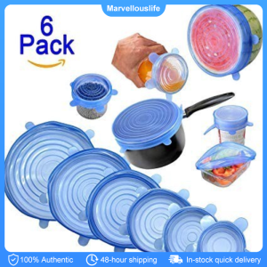 6PCS Food Silicone Cover Universal Dish Stretch Round Lids Reusable Fresh-keeping Cover Kitchen Accessories